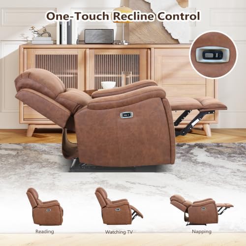 CANMOV Electric Power Recliner Chair Set of 2, Faux Leather Recliner Chair - Image 3