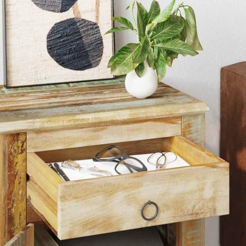 Reclaimed Wood End Table with 1 Drawer and 1 Door, Antique Small Side Table - Image 5
