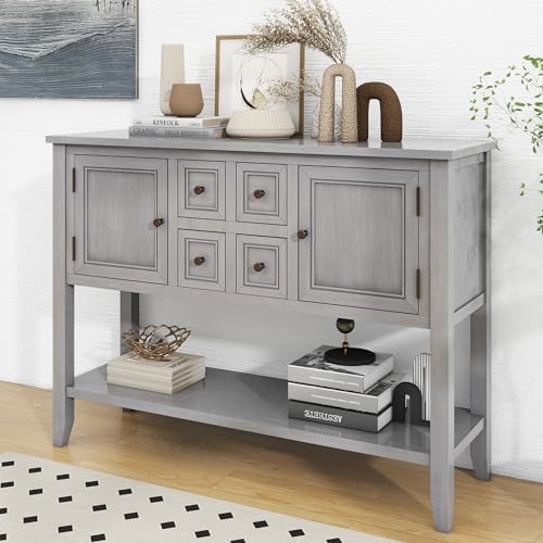 LKTART 44.5" Solid Wood Sideboard Buffet Cabinet, Entryway Console Table - Image 4