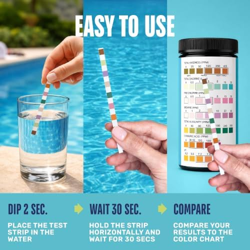 JNW Direct Pool Test Strips for Pools and Spas - 7 in 1 Water Test 100 Pack - Image 5