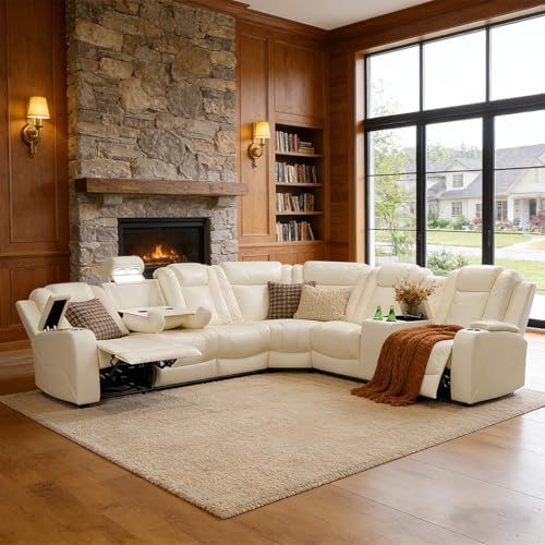 Breathing Leather Reclining Sofa Set, Power Recliner Sectional Couch by PonlivingFurniture
