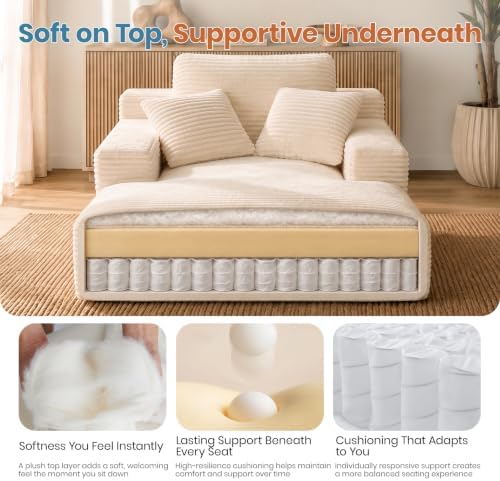 68" Oversized Boneless Chaise Lounge Chair, Cloud Reading Sofa - Image 5