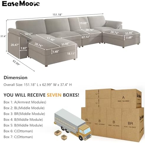 EASE MOOSE Modular Sectional Sofa, Oversized U Shape Sectional Couch - Image 2