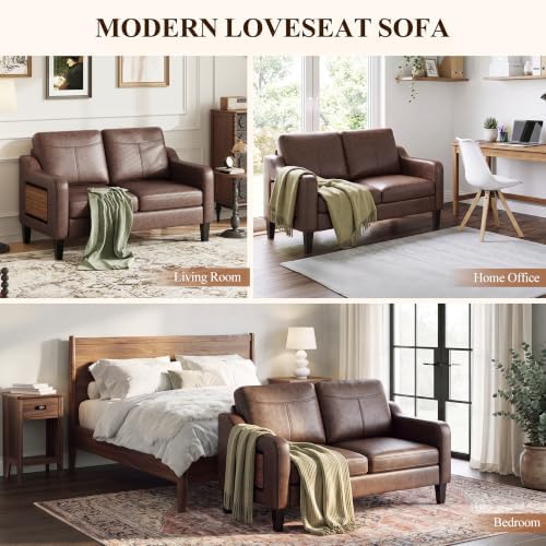 MALOL 51" Leather Loveseat Sofa - Image 7