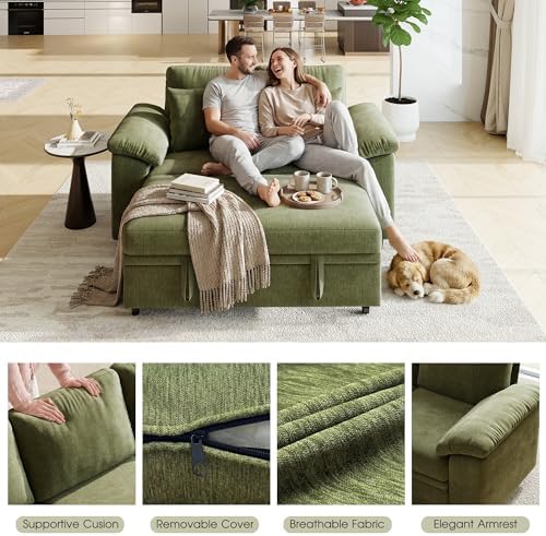 WorthFurni 61” Pull Out Couch, 2 in 1 Sleeper Sofa Bed - Image 6