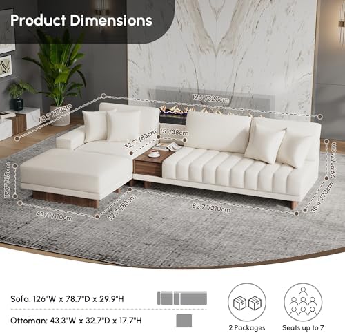homary Leather Sectional Sofa – 126" Oversized L-Shaped Modular Couch - Image 2