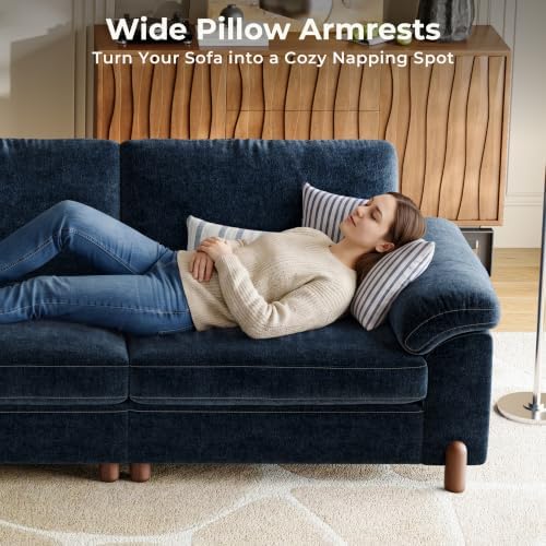 SITJOY Cloud Couch Sectional, 2 Seater Loveseat Sofa, Chenille in Navy Blue - Image 5
