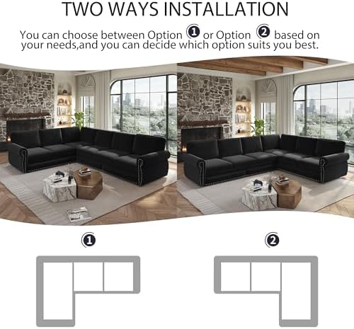 118" Chenille L-Shaped Pull-Out Sectional Chesterfield Sleeper Sofa - Image 6