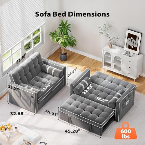 Pipishell Sleeper Sofa Bed, 3 in 1 Pull Out Couch Futon - Image 4