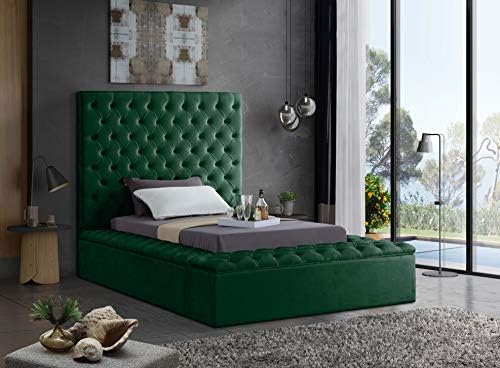 Meridian Furniture Bliss Collection Modern | Contemporary Velvet Upholstered Bed - Image 2