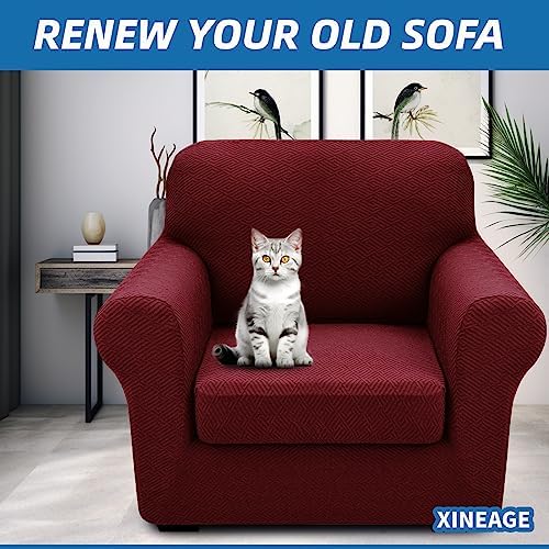 XINEAGE 2-Piece Stretch Armchair Sofa Cover, Washable Couch Covers - Image 4