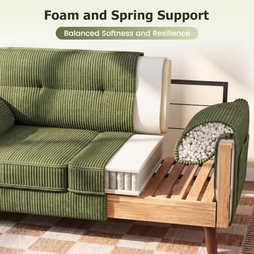 Apicizon 65" Loveseat Sofa, Corduroy Loveseat Couch - Image 6