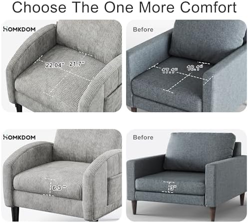 Homkdom Accent Chair with Side Pockets & Ergonomic Backrest - Image 5