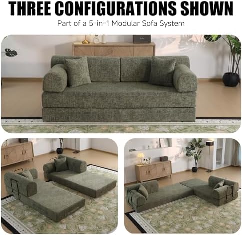 79" Memory Foam Sofa Bed, High Backrest Convertible Futon Boneless Couch - Image 3