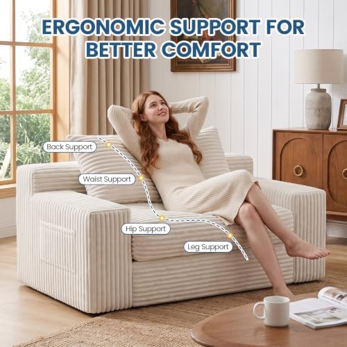 Boneless Couches for Living Room, 2 Seater Boneless Loveseat Sofa, Premium - Image 6