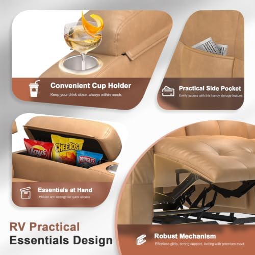 Reclining Loveseat Sofa, RV Loveseats Recliner Sofas Wall Hugger, Double - Image 4