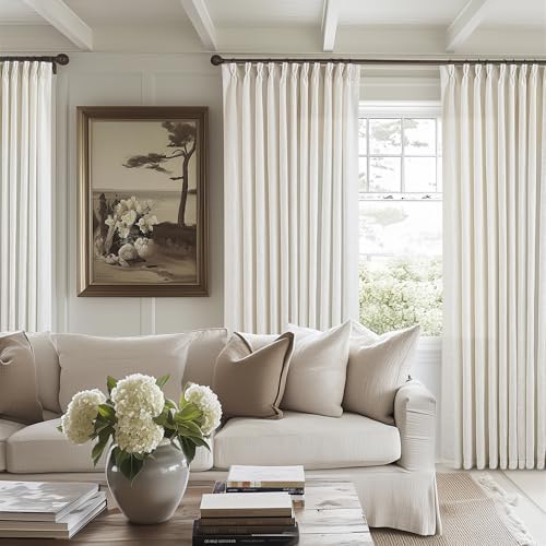 TWODRAPES Natural Pinch Pleat Linen Curtains 120 Inches Long 70 Inch Wide - Image 6