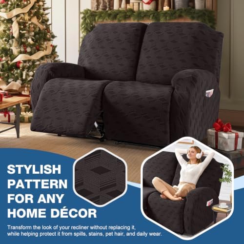 TAOCOCO Recliner Loveseat Cover Oversized, Stretch Jacquard Reclining Loveseat - Image 6