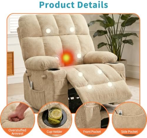 IDEALHOUSE Oversized Rocking Recliner Chair - Image 5