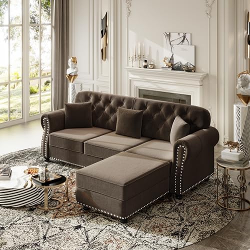 KEIKI 83" Velvet Chesterfield Sofa - Image 4