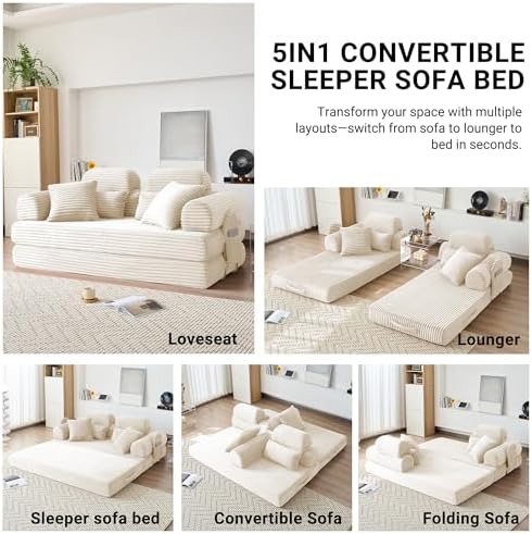 78.8" Futon Sofa Bed with High Back, Boneless Couches - Image 3