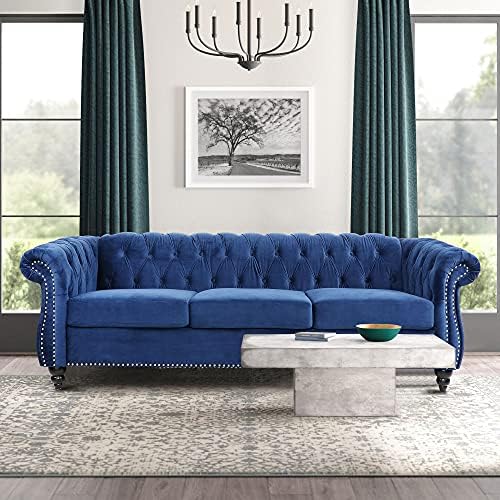 ORRD Chesterfield Sofa, Modern Velvet Tufted Couch 3 Seater - Image 3
