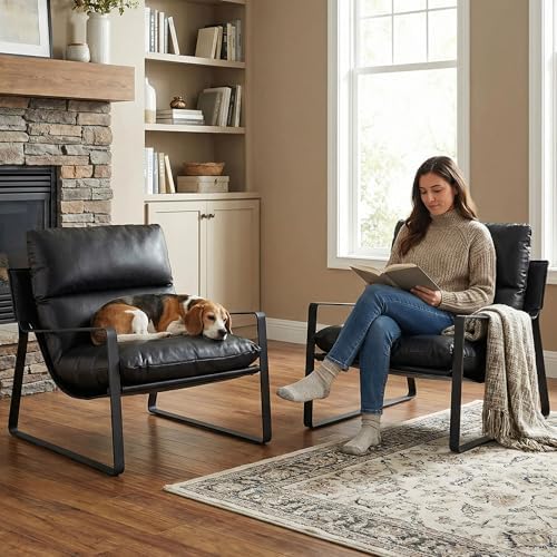 LukeAlon Modern PU Leather Accent Armchair - Image 3