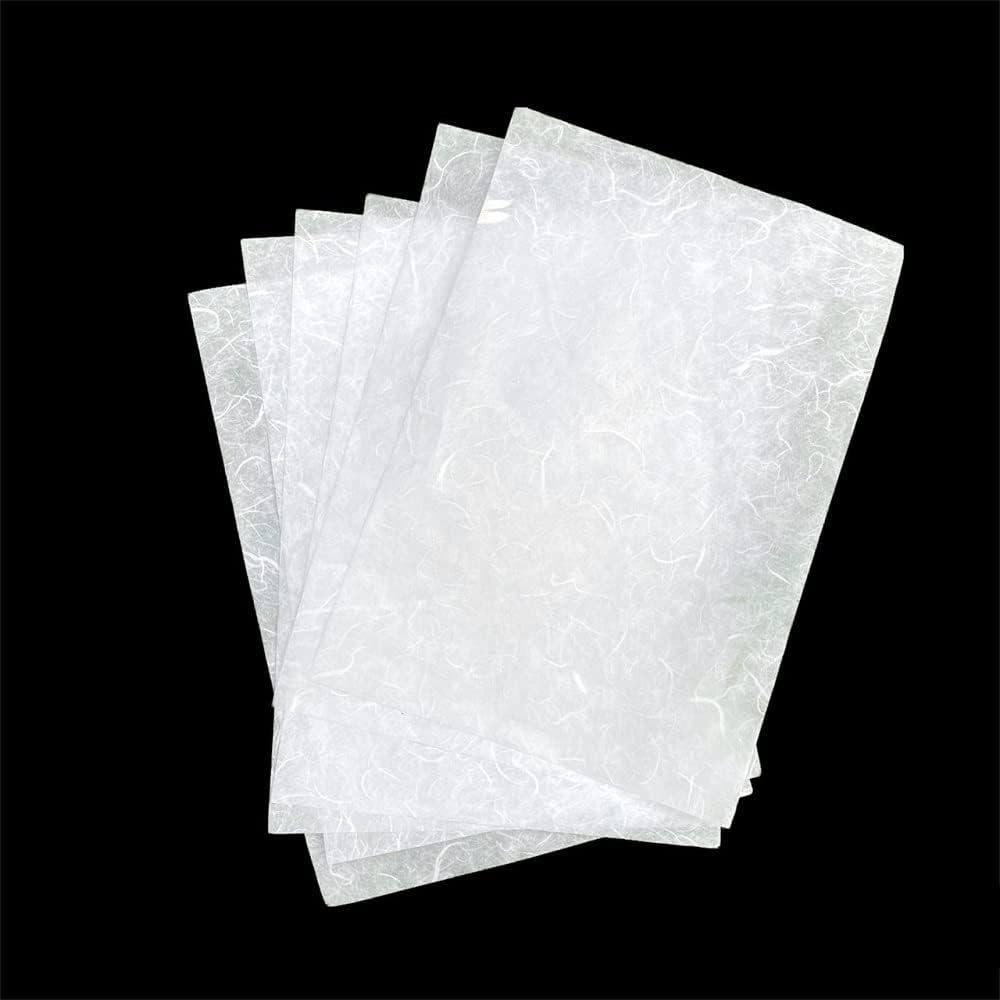 50 Sheets A4 Natural Fiber Mulberry Tree Mulberry Paper Sheets Art Tissue Washi Paper Design Craft Art Origami Suppliers Card Making DIY Crafts (White Color, A4)