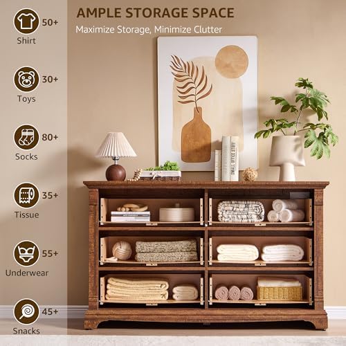 T4TREAM Farmhouse 6 Drawers Dresser - Image 4