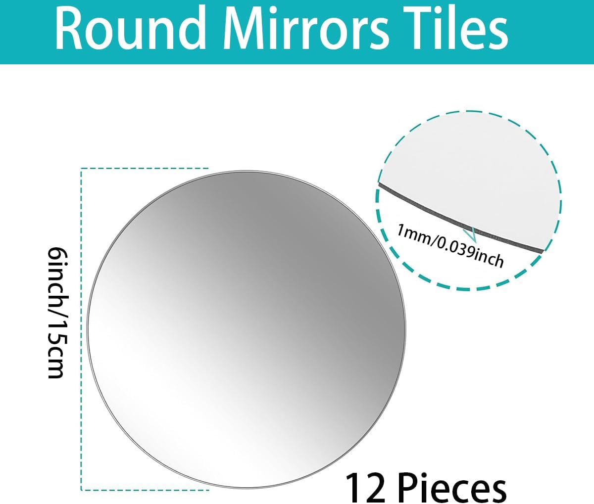 12PCS Small Round Mirrors for Centerpieces, 6" Circle Mirrors for DIY Craft Round Mirror Tiles Candle Plate Tray for Wall Table Wedding Centerpieces Birthday Party Decorations