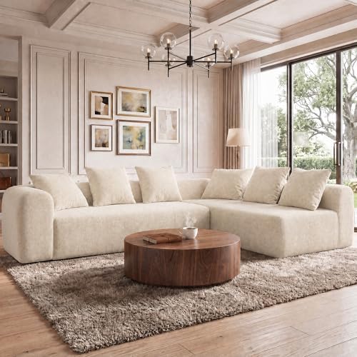 Claiks 106" Cloud Boneless Couch, L-Shaped Sectional Sofa by CLAIKS