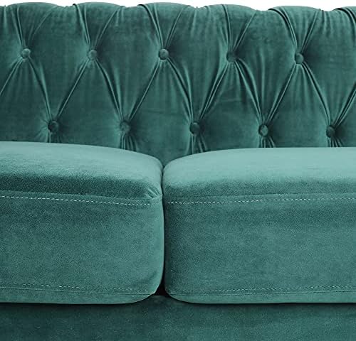 LEVNARY Three-Seat Velvet Sofa, Large Sofa Classic Tufted Chesterfield Settee - Image 4