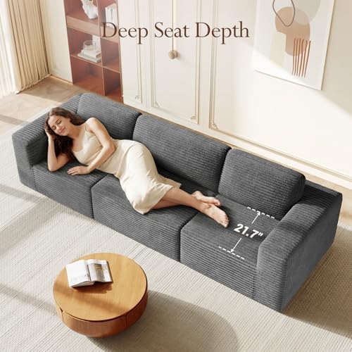 Vesgantti 119" Modular Sectional Sofa, Corduroy Cloud Couch - Image 6