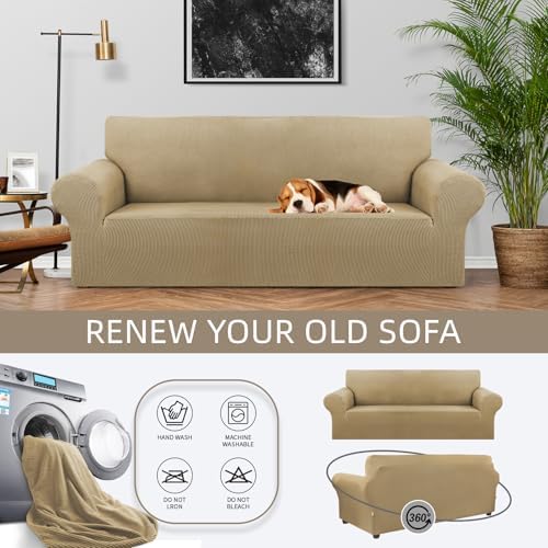 KEKUOU Stretch Couch Covers for Sofa, 3 Cushion Couch Slipcover - Image 2