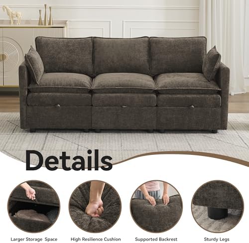 80" Cloud 3 Seater Sectional Modular Couch - Image 5