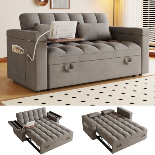 65'' Sleeper Sofa, 3-in-1 Convertible Sofa Bed by FOCALSWEET