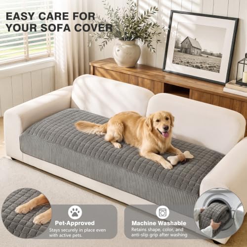 OHSIO Soft Plush Couch Cover for Sofa, Washable Milk Velvet Sofa Slipcover - Image 4