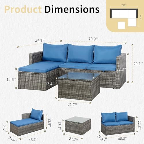 JAMFLY 3-Piece All-Season Wicker Patio Sectional Sofa Set - Image 2