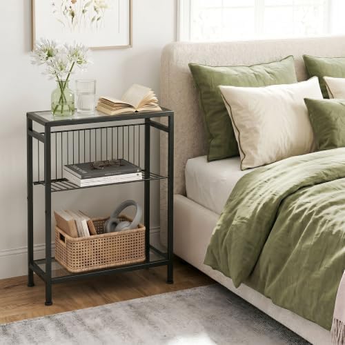 Glass Side Table, Tempered Glass End Table, 3-Tier Narrow Side Table - Image 5