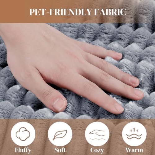 127" U Shaped Cloud Couch Modular Sectional Sofa, Comfy Fluffy Corduroy Grey - Image 3