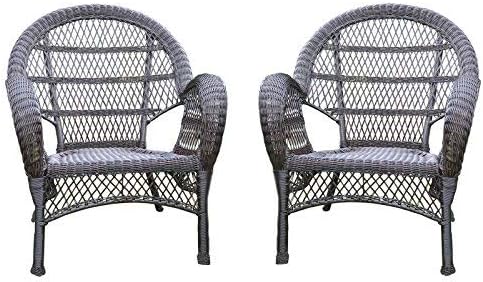 Jeco Wicker Chair with Red Cushion, Espresso/W00208- - Image 4