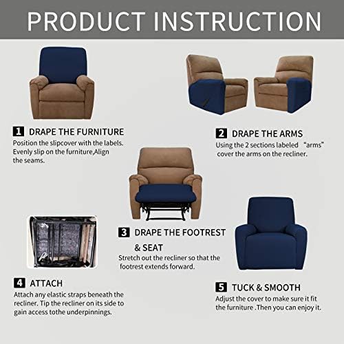 Easy-Going 4 Pieces Oversized Recliner Stretch Sofa Slipcover Sofa Cover - Image 6
