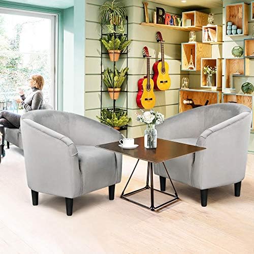Yaheetech Small 25.5in Wide Velvet Barrel Accent Chair - Image 5