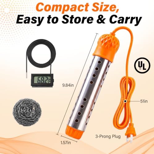 1500W Immersion Water Heater, MgO Fast Heating, Digital Temperature Display - Image 7