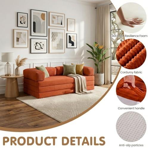 Convertible Sofa Bed Queen, 5-in-1 Boneless Couch - Image 6