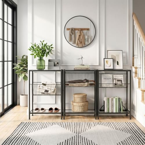 Glass Side Table, Tempered Glass End Table, 3-Tier Narrow Side Table - Image 6