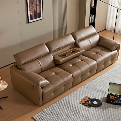Modular Sectional Sofa 122", 3-Seater Genuine Leather Couch by BAMOOLI