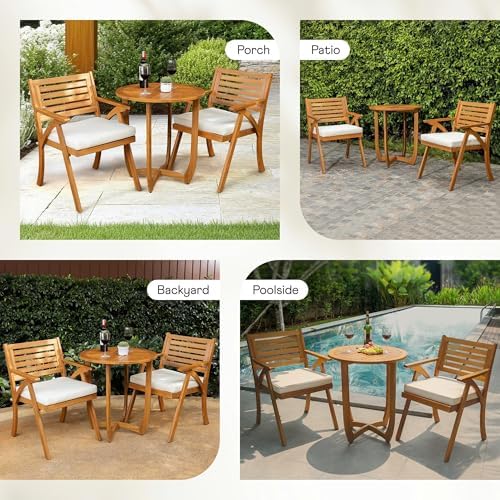 IDZO Sauvage 3-Piece Acacia Wood Outdoor Bistro Set - Image 5