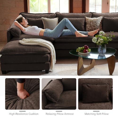 ELUCHANG 114" Oversized V Shaped Modular Sectional Sofa, Comfy Cloud Couch - Image 3