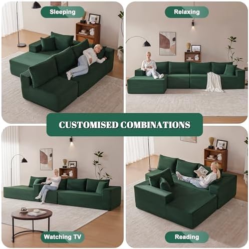 Mangodan 140” Cloud Sectional Couch, Modular Sectional Sofa - Image 4